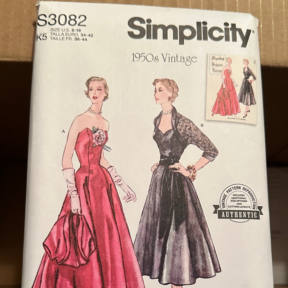 Simplicity 1950s Vintage Dress Pattern in Red & Black Sz 8-16 New Uncut FF